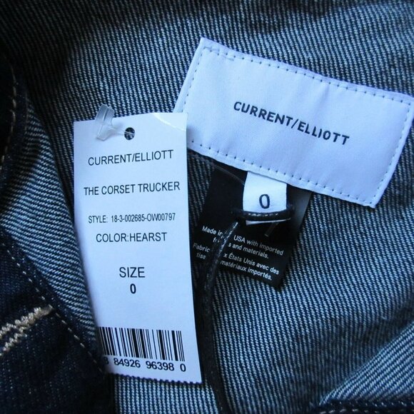 NWT Current/Elliott The Corset Trucker in Hearst Denim Jean Jacket 0 / XS $328 - Picture 3 of 5